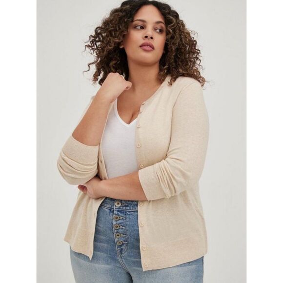 torrid Sweaters - Torrid Cardigan Button-Front Classic Sweater Heather Oatmeal size 4X